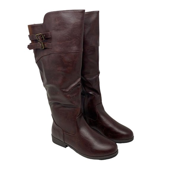 NWOB Journee TORI Extra Wide Calf Brown Vegan Leather Knee Boots 7.5 M - Picture 4 of 8